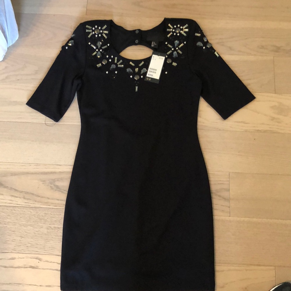 Rhinestone neckline dress